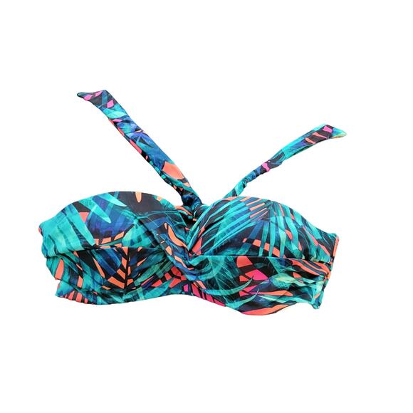 Victoria's Secret Pink medium bandeau multi colored leaf print bikini top - Picture 1 of 4